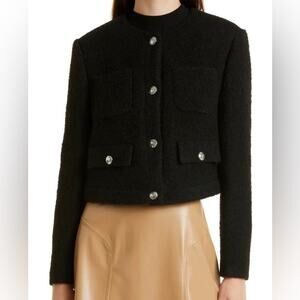 BOSS Hugo Boss Janoa Bouclé Wool Blend Charcoal Blazer Jacket Size 6 New